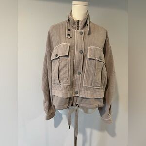 Women’s Pilcro Light Gray Zip-Up Cotton Jacket Size Medium